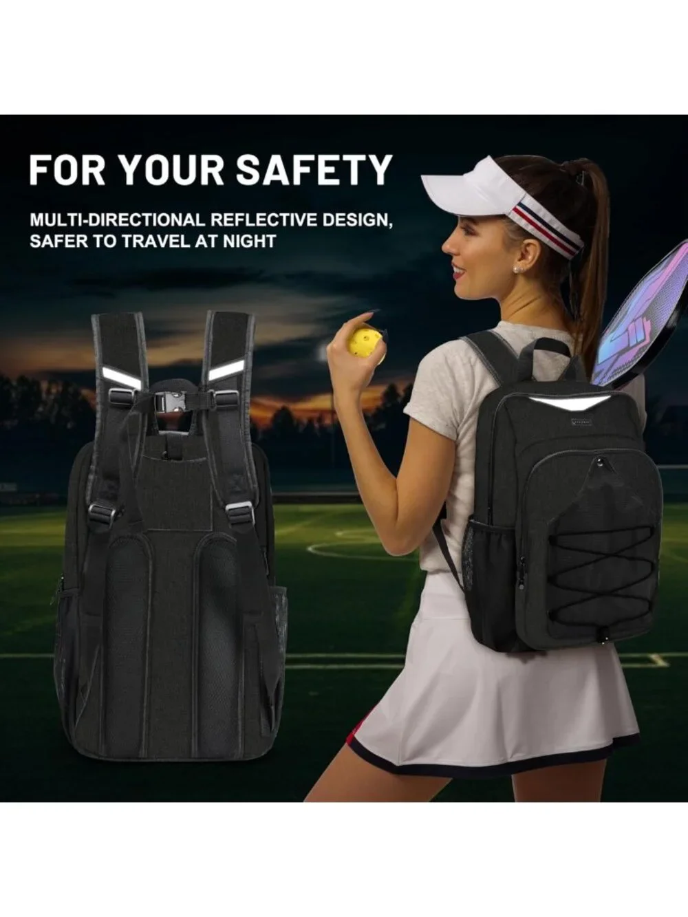 Versatile Pickleball Backpack - Large Capacity Sling Bag with Ventilated Racket